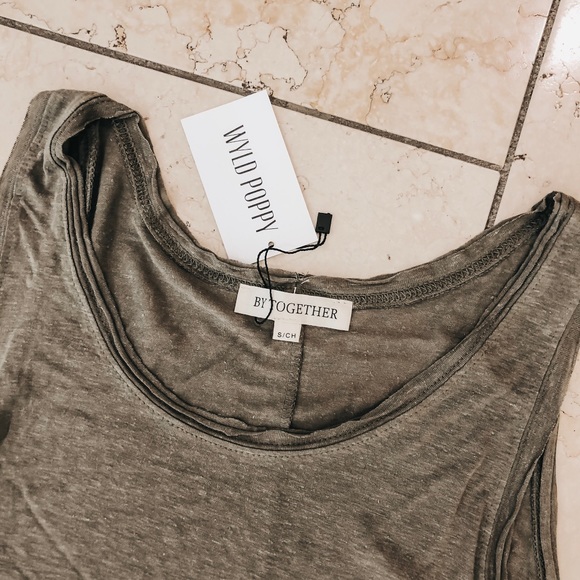 New! Raw Edge Tank Top - Olive - Picture 3 of 3